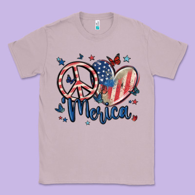 Peace Love 'merica Classic Tee Designed By Maliassmallbusiness