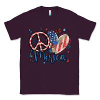 Plum peace love 'merica Classic Tee - MaliasSmallBusiness
