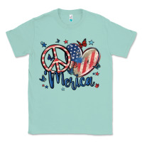 Seafoam peace love 'merica Classic Tee - MaliasSmallBusiness