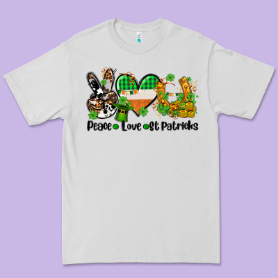 Peace Love St Patricks Premium Tee Designed By Adodesignshop