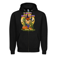 Black happy halloween Zipper Hoodie - LillyAllenDesigns