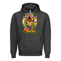 Charcoal Heather happy halloween Zipper Hoodie - LillyAllenDesigns