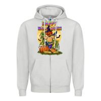 Dove Grey happy halloween Zipper Hoodie - LillyAllenDesigns