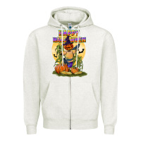Oatmeal Heather happy halloween Zipper Hoodie - LillyAllenDesigns