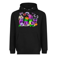 Black Halloween Coffee Cups Heavyweight Hoodie - texasbilliewilder