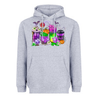Heather Grey Halloween Coffee Cups Heavyweight Hoodie - texasbilliewilder