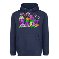 Navy Halloween Coffee Cups Heavyweight Hoodie - texasbilliewilder