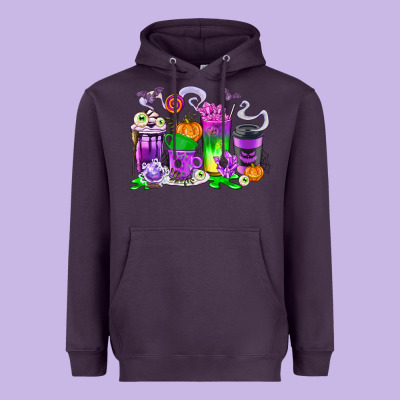 Halloween Coffee Cups Heavyweight Hoodie Designed By Texasbilliewilder