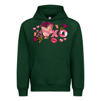 Forest Green Chicken Valentine's Day xoxo Urban Hoodie - FaDigitalArtStudio