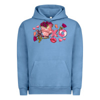 Pigment Pebble Blue Chicken Valentine's Day xoxo Urban Hoodie - FaDigitalArtStudio