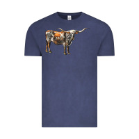 Vintage Denim Texas Longhorn Cow Vintage Tee - LillyAllenDesigns