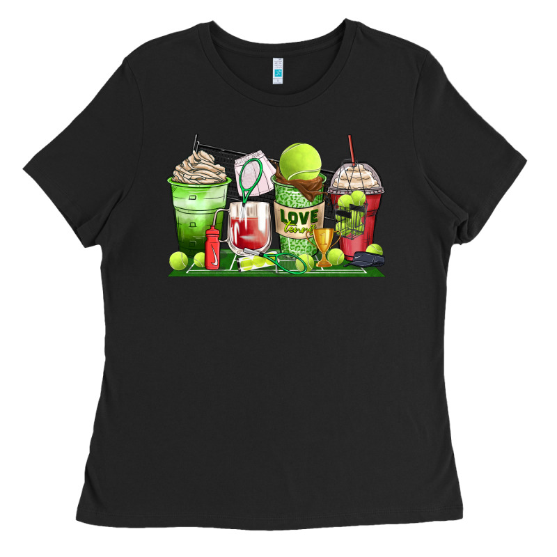 Tennis Coffee Cups Ladies Tee by Zillion Design Studio | Teevron