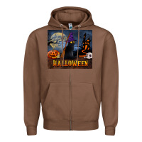 Chestnut Black Cat Halloween Zipper Hoodie - LillyAllenDesigns