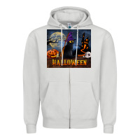 Dove Grey Black Cat Halloween Zipper Hoodie - LillyAllenDesigns