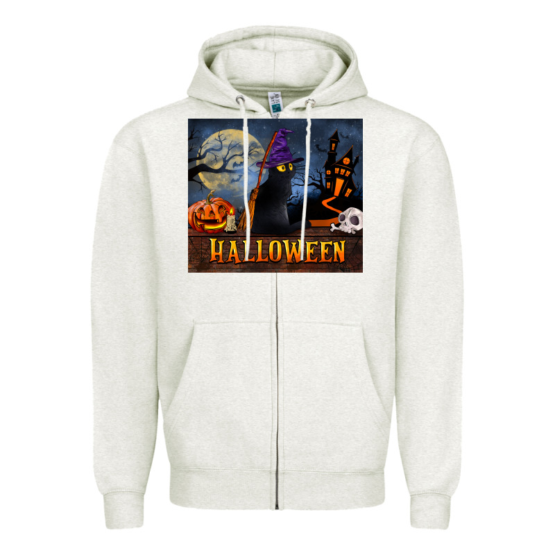 Black Cat Halloween Zipper Hoodie by LillyAllenDesigns | Teevron