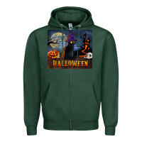 Sports Green Black Cat Halloween Zipper Hoodie - LillyAllenDesigns
