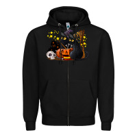 Black halloween black cats Zipper Hoodie - LillyAllenDesigns