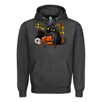 Charcoal Heather halloween black cats Zipper Hoodie - LillyAllenDesigns