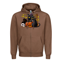 Chestnut halloween black cats Zipper Hoodie - LillyAllenDesigns
