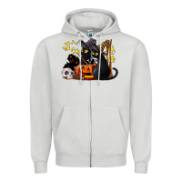 Dove Grey halloween black cats Zipper Hoodie - LillyAllenDesigns