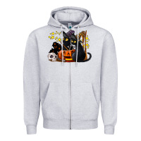 Heather Grey halloween black cats Zipper Hoodie - LillyAllenDesigns