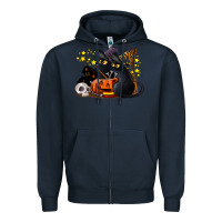 Navy halloween black cats Zipper Hoodie - LillyAllenDesigns