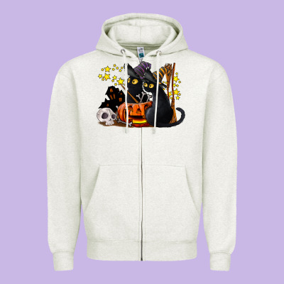 Halloween Black Cats Zipper Hoodie Designed By Lillyallendesigns