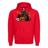 Red halloween black cats Zipper Hoodie - LillyAllenDesigns