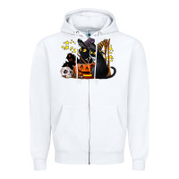 White halloween black cats Zipper Hoodie - LillyAllenDesigns