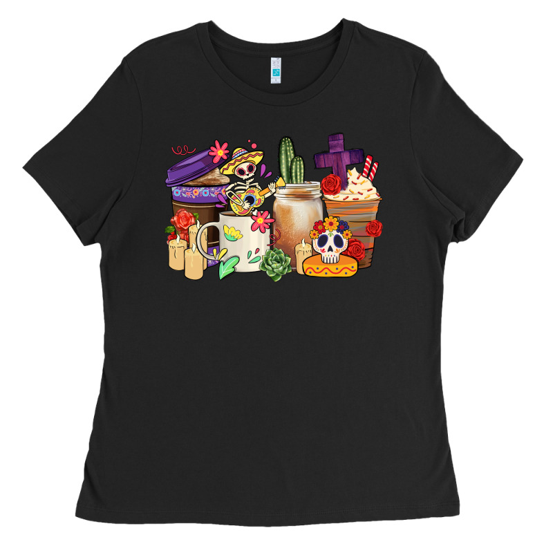 Mexican Dia De Los Muertos Coffee Cups Ladies Tee by CTS Tumbler Store | Teevron