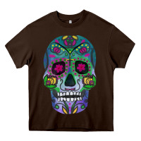 Chocolate Brown sugar skull Heavy Core Tee - FaDigitalArtStudio
