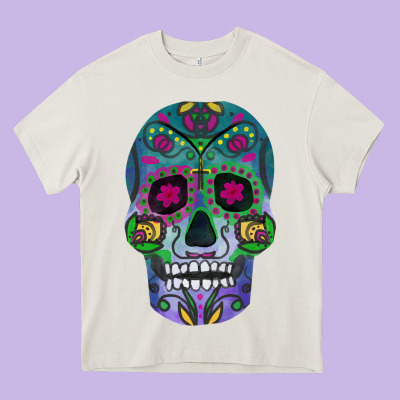 Sugar Skull Heavy Core Tee Designed By Fadigitalartstudio