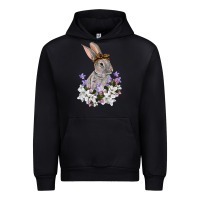 Black Easter Day Flowers bunny Urban Hoodie - OliviaCreatesArt