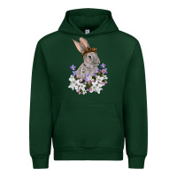 Forest Green Easter Day Flowers bunny Urban Hoodie - OliviaCreatesArt