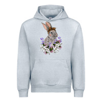 Heather Grey Easter Day Flowers bunny Urban Hoodie - OliviaCreatesArt