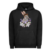 Pigment Black Easter Day Flowers bunny Urban Hoodie - OliviaCreatesArt