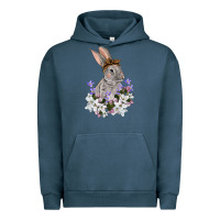 Pigment Midnight Navy Easter Day Flowers bunny Urban Hoodie - OliviaCreatesArt