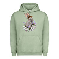 Pigment Oil Green Easter Day Flowers bunny Urban Hoodie - OliviaCreatesArt