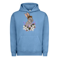 Pigment Pebble Blue Easter Day Flowers bunny Urban Hoodie - OliviaCreatesArt