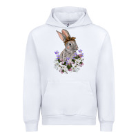 White Easter Day Flowers bunny Urban Hoodie - OliviaCreatesArt