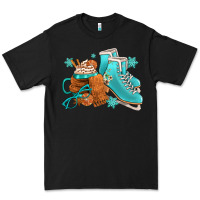 Black Winter Ice Skating Boots And Coffee Premium Tee - FaDigitalArtStudio