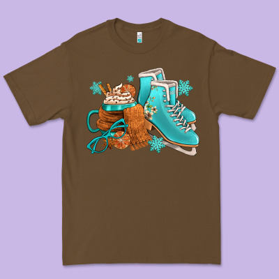 Winter Ice Skating Boots And Coffee Premium Tee Designed By Fadigitalartstudio