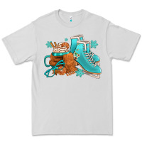 Dove Grey Winter Ice Skating Boots And Coffee Premium Tee - FaDigitalArtStudio