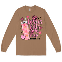 Toasted Coconut valentine jesus fills my cup Long Sleeve Tee - MaliasSmallBusiness