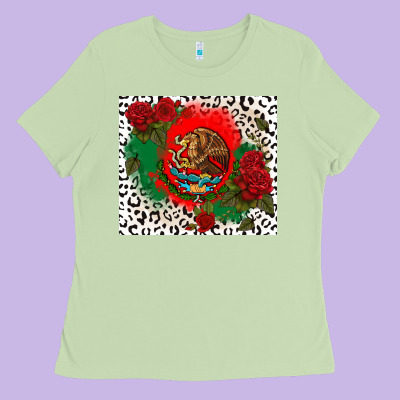 Mexican Flag And Roses Ladies Tee Designed By Cts Tumbler Store