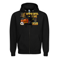 Black wonderful time of the year halloween Zipper Hoodie - LillyAllenDesigns