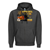 Charcoal Heather wonderful time of the year halloween Zipper Hoodie - LillyAllenDesigns
