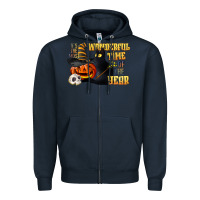 Navy wonderful time of the year halloween Zipper Hoodie - LillyAllenDesigns