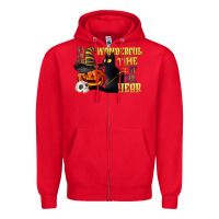 Red wonderful time of the year halloween Zipper Hoodie - LillyAllenDesigns