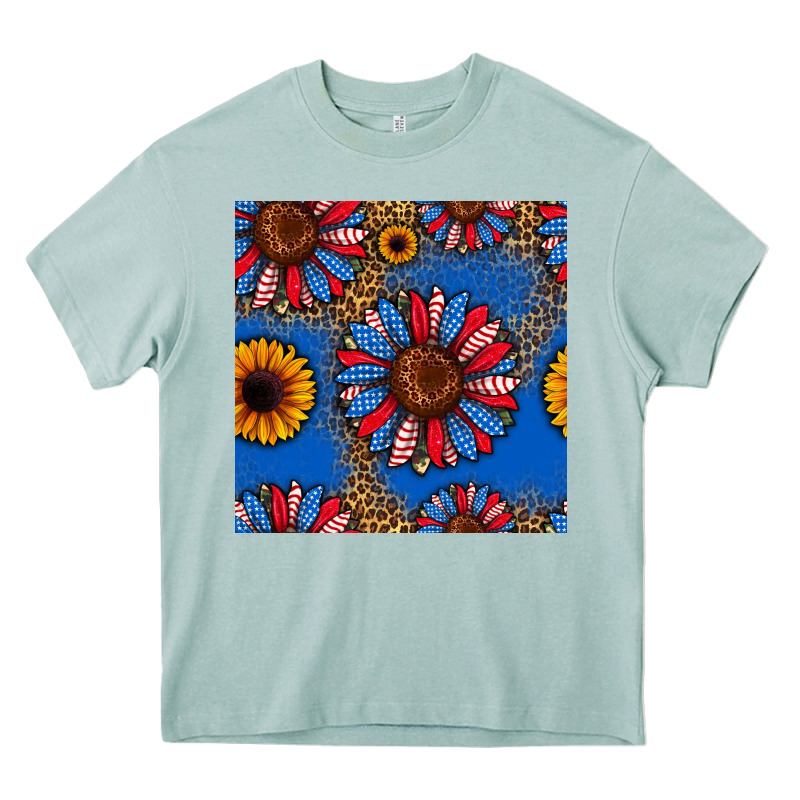 Usa Sunflowers Seamless Pattern Heavy Core Tee by HRA Design Shop | Teevron